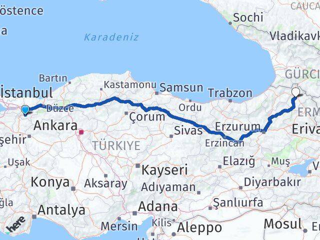 Sakarya Geyve Ardahan Arası Kaç Km - Yol Haritası