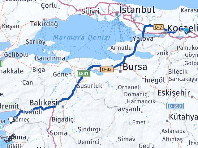 Sakarya Gömeç Balıkesir Arası Kaç Km - Yol Haritası