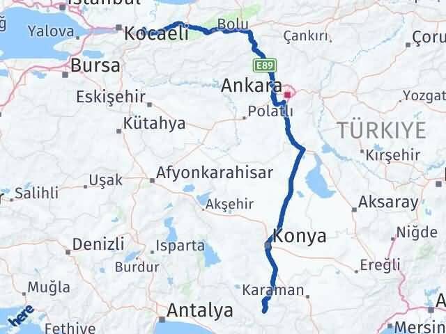 Sakarya Hadim Konya Arası Kaç Km - Yol Haritası