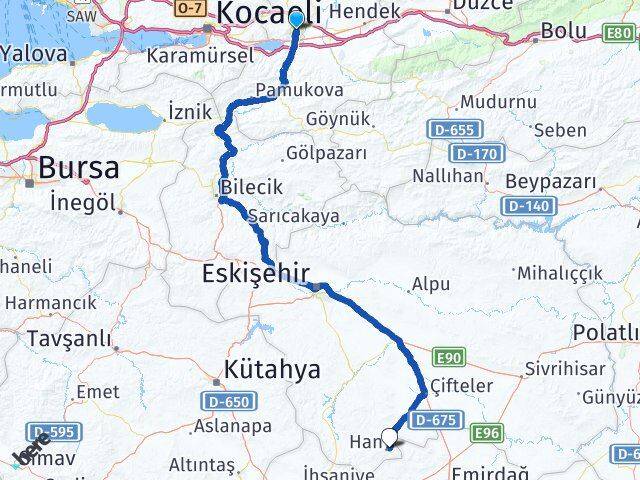 Sakarya Han Eskişehir Arası Kaç Km - Yol Haritası