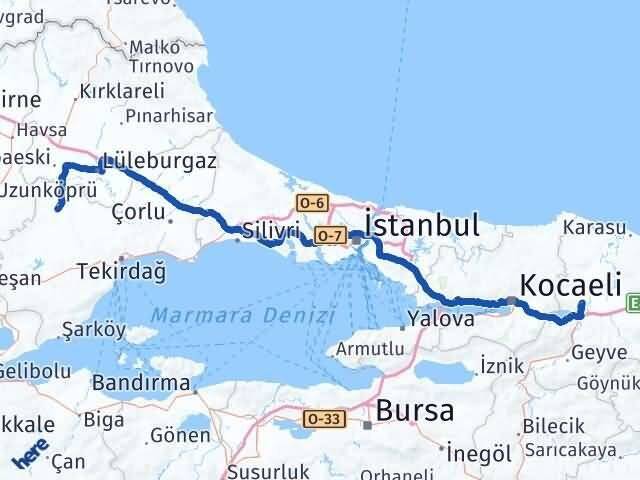 Sakarya Hayrabolu Tekirdağ Arası Kaç Km - Yol Haritası