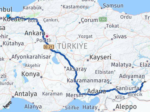 Sakarya Hilvan Şanlıurfa Arası Kaç Km - Yol Haritası
