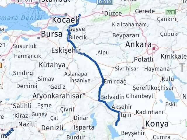 Sakarya Hüyük Konya Arası Kaç Km - Yol Haritası