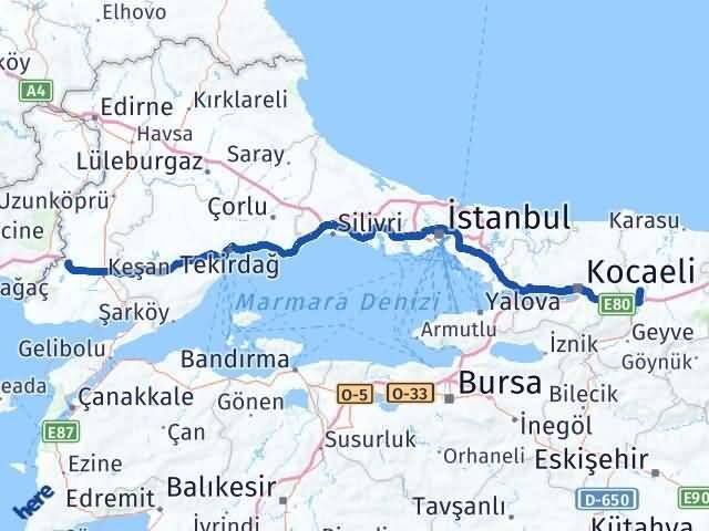 Sakarya İpsala Edirne Arası Kaç Km - Yol Haritası