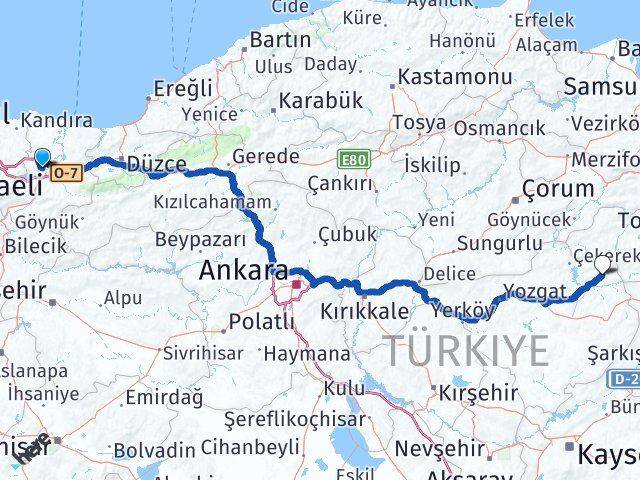 Sakarya Kadışehri Yozgat Arası Kaç Km - Yol Haritası