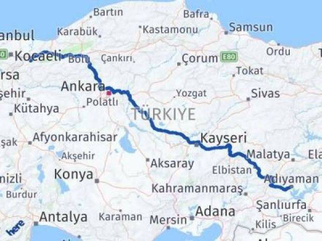 Sakarya Karapürçek Adıyaman Arası Kaç Km - Yol Haritası