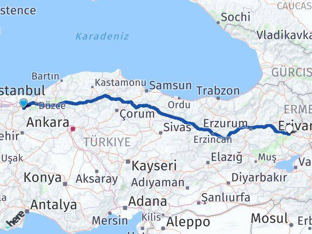 Sakarya Karapürçek Ağrı Arası Kaç Km - Yol Haritası