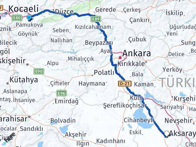 Sakarya Karapürçek Aksaray Arası Kaç Km - Yol Haritası