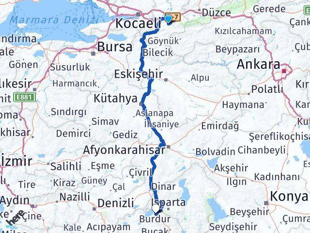 Sakarya Karapürçek Burdur Arası Kaç Km - Yol Haritası