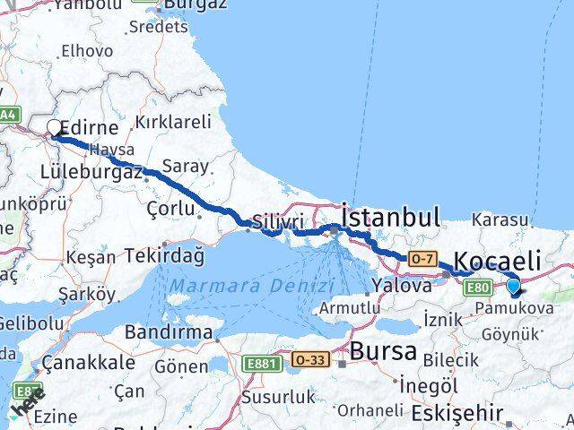 Sakarya Karapürçek Edirne Arası Kaç Km - Yol Haritası
