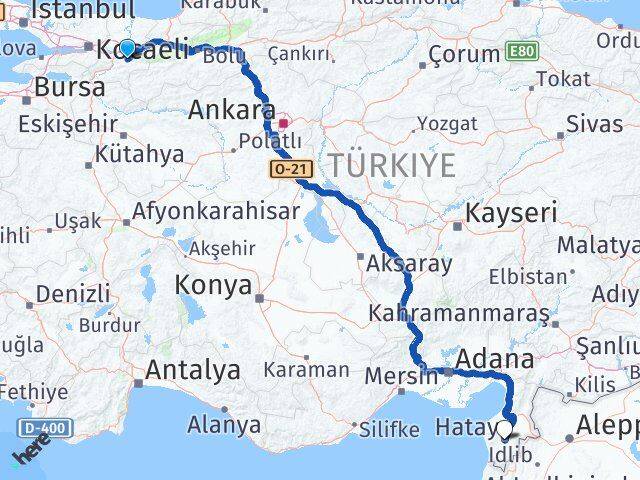 Sakarya Karapürçek Hatay Arası Kaç Km - Yol Haritası