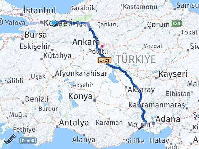 Sakarya Karapürçek Mersin Arası Kaç Km - Yol Haritası