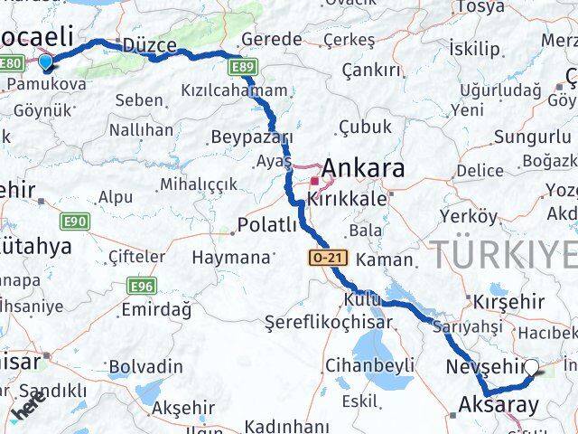 Sakarya Karapürçek Nevşehir Arası Kaç Km - Yol Haritası