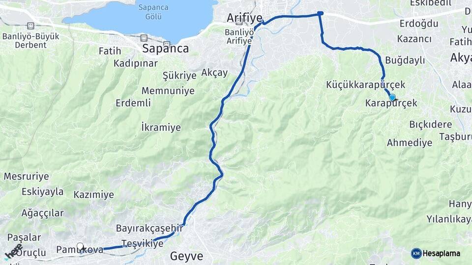 Sakarya Karapürçek Pamukova Arası Kaç Km - Yol Haritası