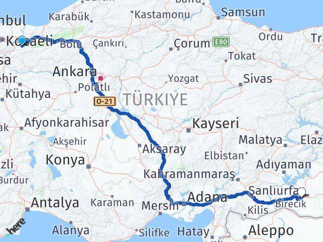 Sakarya Karapürçek Şanlıurfa Arası Kaç Km - Yol Haritası
