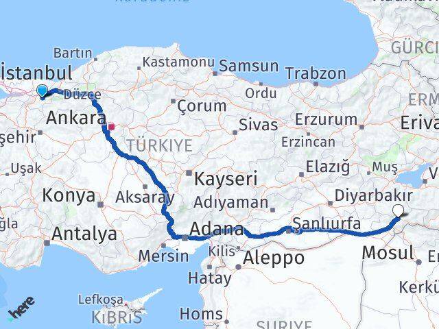 Sakarya Karapürçek Şırnak Arası Kaç Km - Yol Haritası