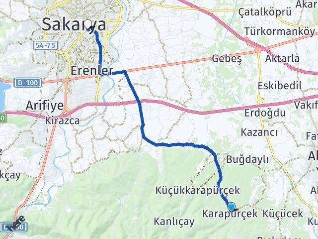 Sakarya Karapürçek Yenicami Adapazarı Arası Kaç Km - Yol Haritası