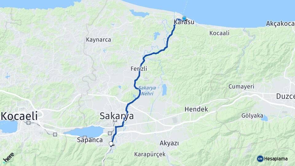 Sakarya Karasu Adliye Arifiye Arası Kaç Km - Yol Haritası