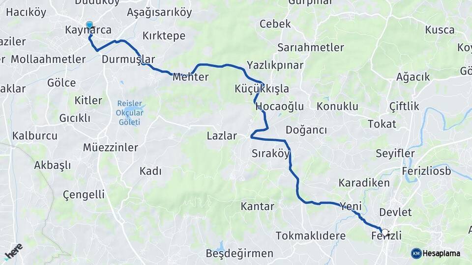 Sakarya Kaynarca Ferizli Arası Kaç Km - Yol Haritası
