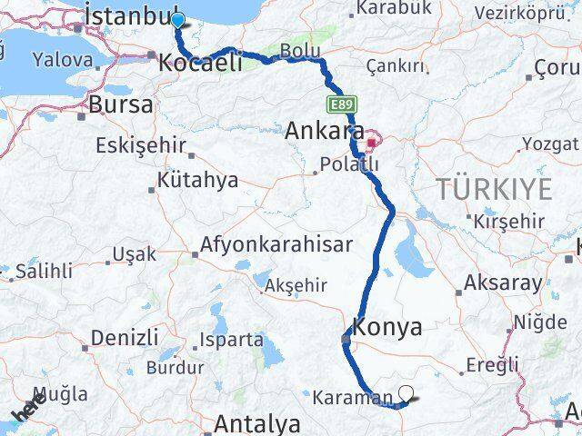Sakarya Kaynarca Organize Sanayii Bölgesi Karaman Arası Kaç Km - Yol Haritası