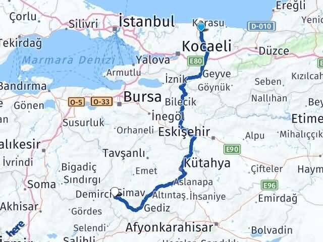 Sakarya Kaynarca Simav Kütahya Arası Kaç Km - Yol Haritası