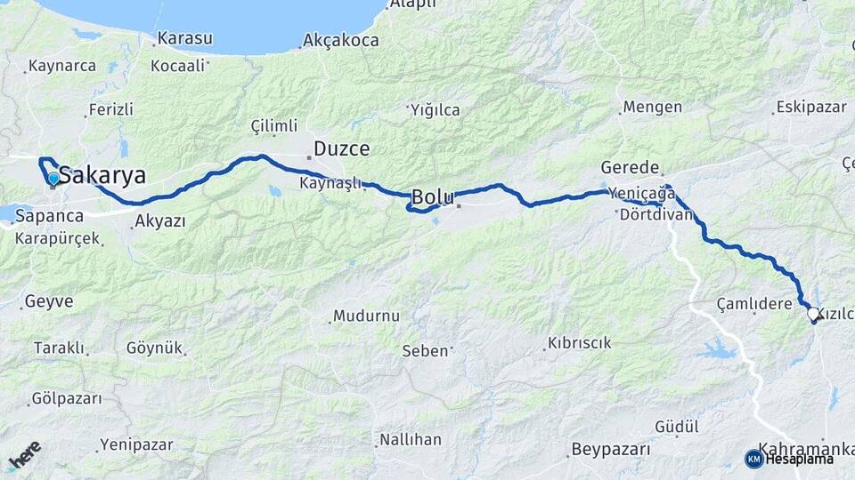 Sakarya Kızılcahamam Ankara Arası Kaç Km - Yol Haritası
