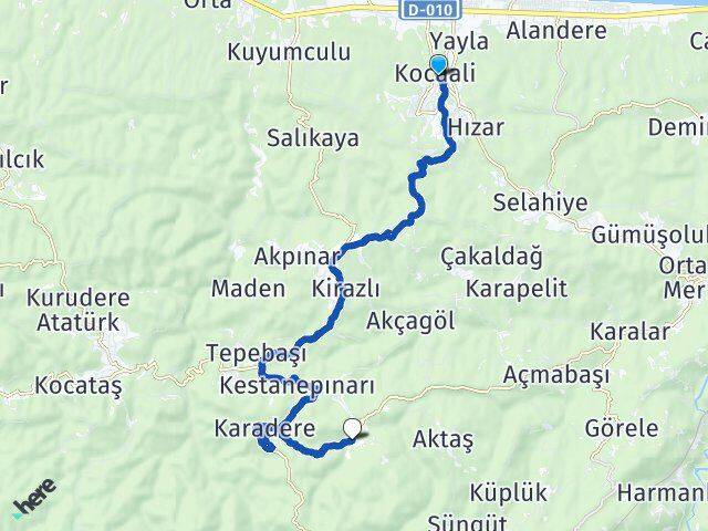 Sakarya Kocaali Çakmaklı Kocaali Arası Kaç Km - Yol Haritası