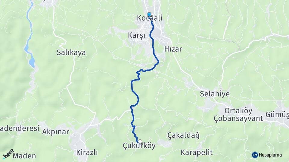 Sakarya Kocaali Çukurköy Kocaali Arası Kaç Km - Yol Haritası
