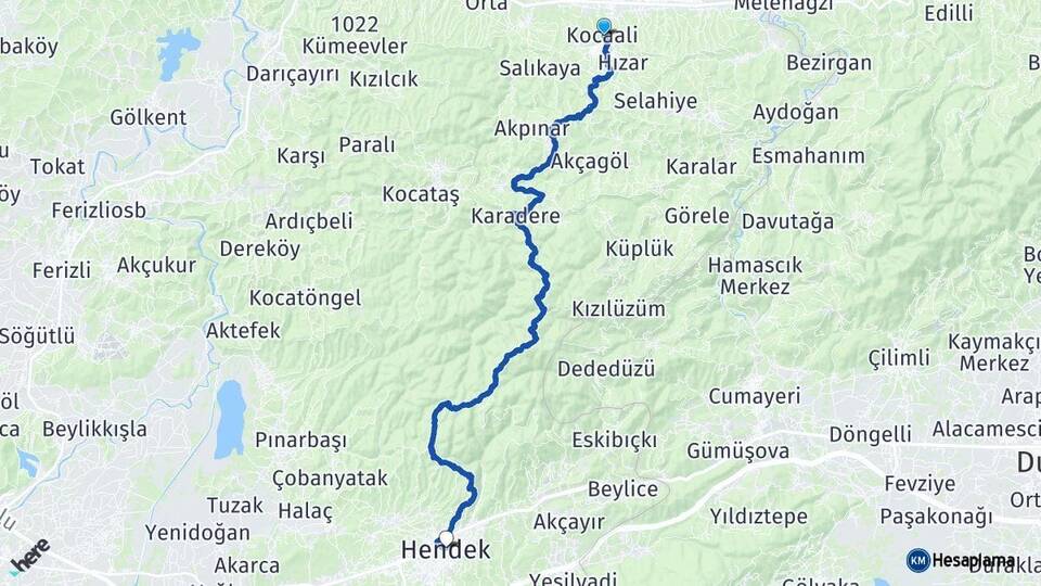 Sakarya Kocaali Hendek Arası Kaç Km - Yol Haritası