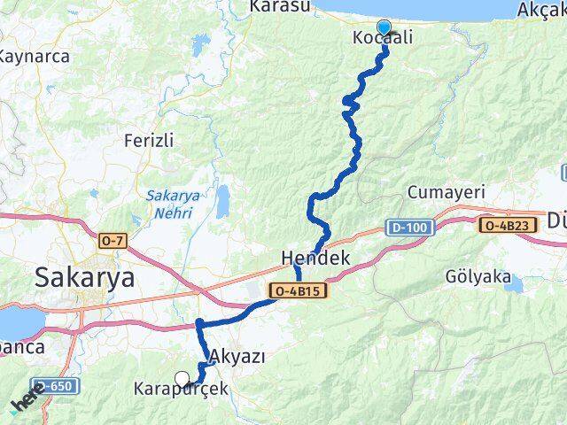 Sakarya Kocaali Karapürçek Arası Kaç Km - Yol Haritası