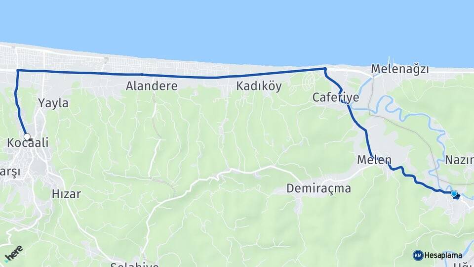 Sakarya Kocaali Kozluk Kocaali Arası Kaç Km - Yol Haritası