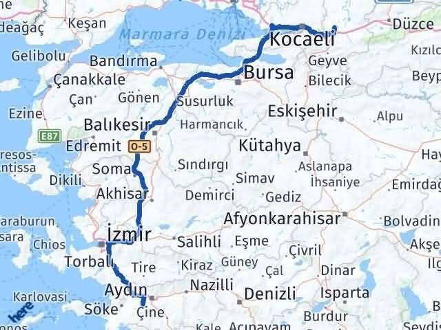 Sakarya Koçarlı Aydın Arası Kaç Km - Yol Haritası