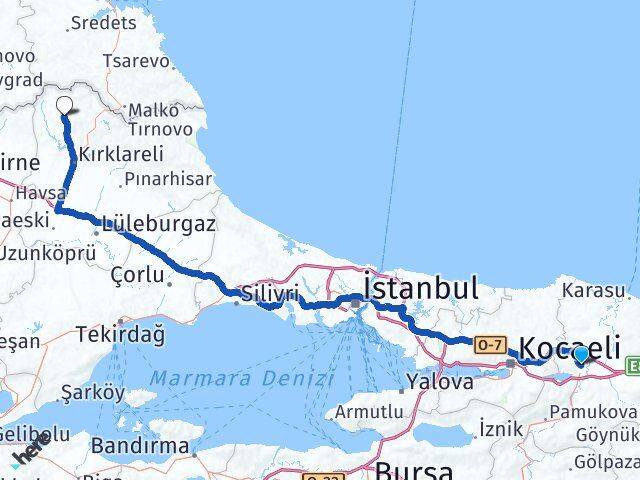 Sakarya Kofçaz Kırklareli Arası Kaç Km - Yol Haritası