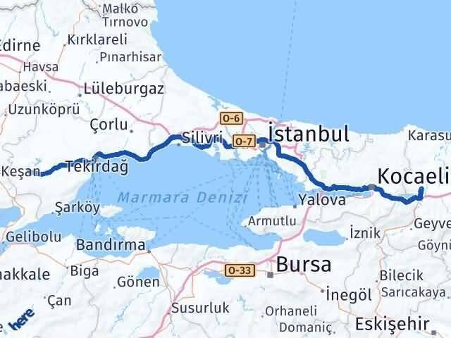 Sakarya Malkara Tekirdağ Arası Kaç Km - Yol Haritası