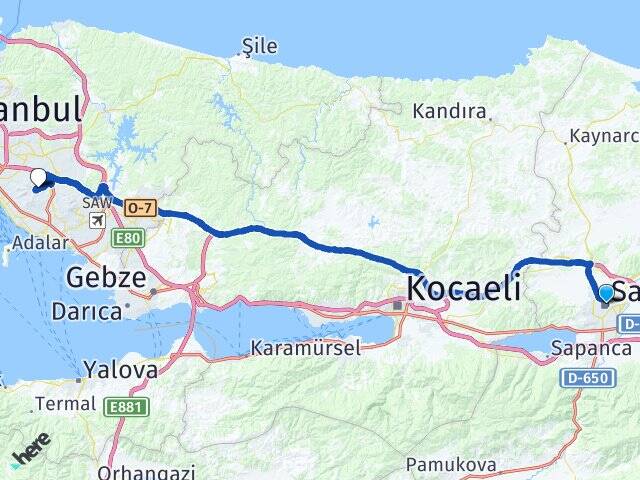 Sakarya Maltepe Üniversitesi Arası Kaç Km - Yol Haritası
