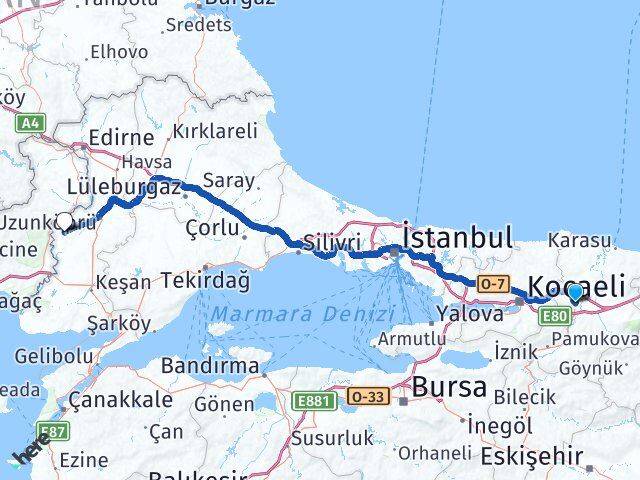 Sakarya Meriç Edirne Arası Kaç Km - Yol Haritası