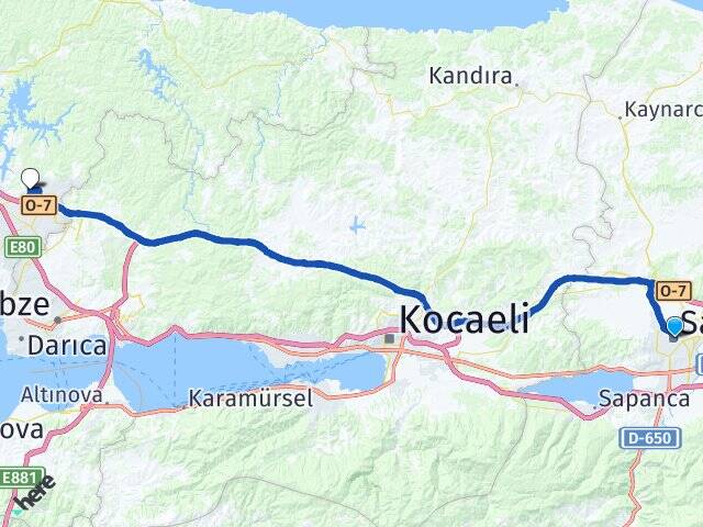 Sakarya Okan Üniversitesi Arası Kaç Km - Yol Haritası
