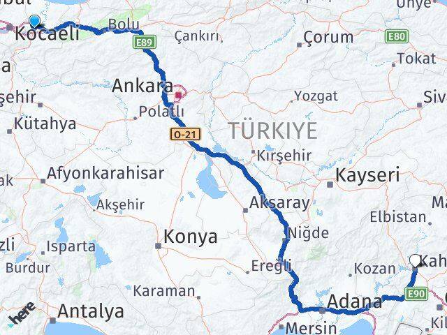 Sakarya Onikişubat Kahramanmaraş Arası Kaç Km - Yol Haritası
