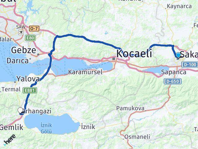 Sakarya Orhangazi Bursa Arası Kaç Km - Yol Haritası