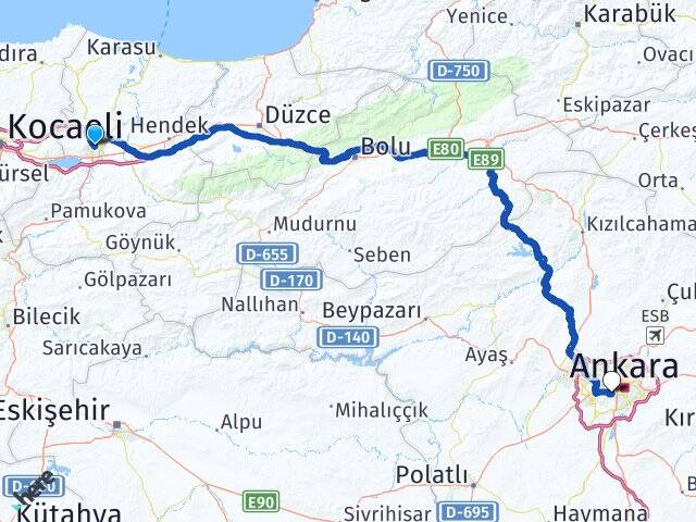 Sakarya Orta Doğu Teknik Üniversitesi (ODTÜ) Arası Kaç Km - Yol Haritası