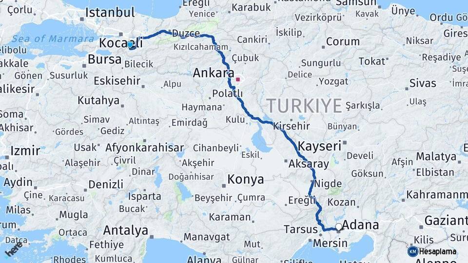 Sakarya Pamukova Adana Arası Kaç Km - Yol Haritası