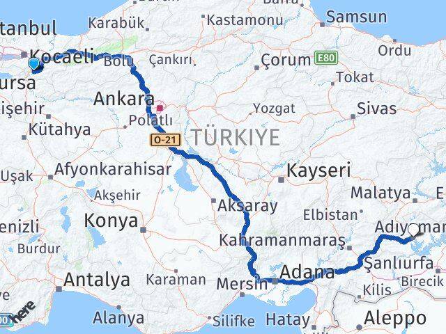 Sakarya Pamukova Adıyaman Arası Kaç Km - Yol Haritası