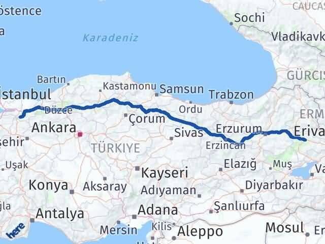 Sakarya Pamukova Ağrı Arası Kaç Km - Yol Haritası