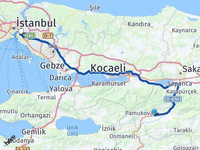 Sakarya Pamukova Altunizade Üsküdar İstanbul Arası Kaç Km - Yol Haritası