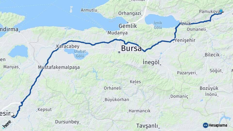 Sakarya Pamukova Balıkesir Arası Kaç Km - Yol Haritası