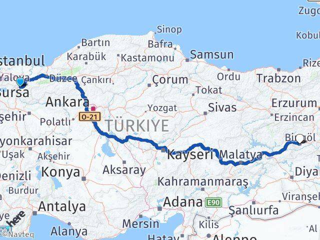Sakarya Pamukova Bingöl Arası Kaç Km - Yol Haritası