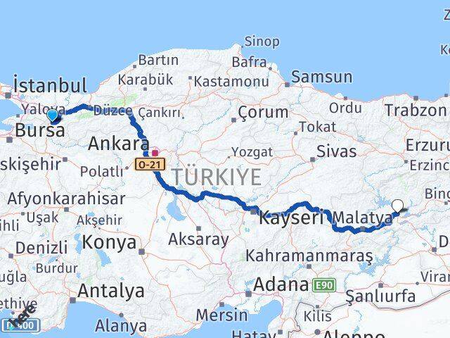 Sakarya Pamukova Elazığ Arası Kaç Km - Yol Haritası