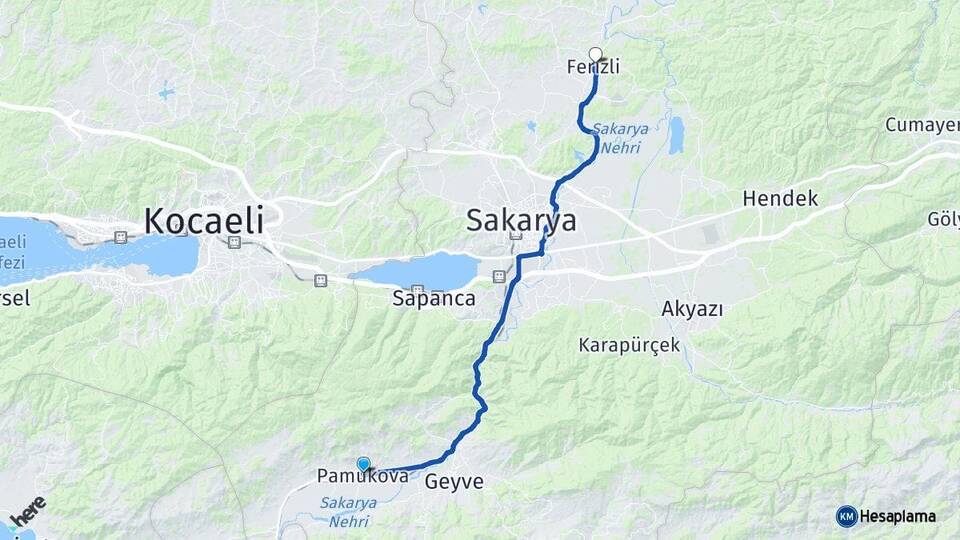 Sakarya Pamukova Ferizli Arası Kaç Km - Yol Haritası