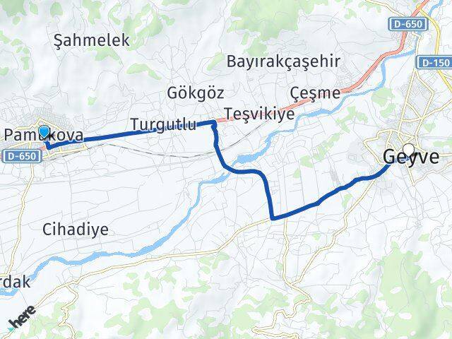 Sakarya Pamukova Geyve Arası Kaç Km - Yol Haritası