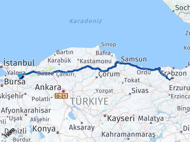 Sakarya Pamukova Gümüşhane Arası Kaç Km - Yol Haritası